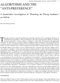 Cover page: Algorithms and the "Anti-Preference": A Quantitative Investigation of “Reaching the Wrong Audience” on TikTok&nbsp;