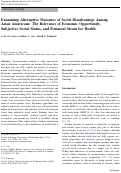 Cover page: Examining Alternative Measures of Social Disadvantage Among Asian Americans: The Relevance of Economic Opportunity, Subjective Social Status, and Financial Strain for Health