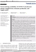 Cover page: Factors driving availability of COVID-19 convalescent plasma: Insights from a demand, production, and supply model.