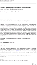 Cover page: Limited attention and the earnings announcement returns of past stock market winners