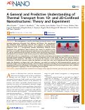 Cover page: A General and Predictive Understanding of Thermal Transport from 1D- and 2D-Confined Nanostructures: Theory and Experiment