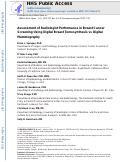 Cover page: Assessment of Radiologist Performance in Breast Cancer Screening Using Digital Breast Tomosynthesis vs Digital Mammography