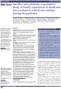 Cover page: Sacrifice and solidarity: a qualitative study of family experiences of death and bereavement in critical care settings during the pandemic