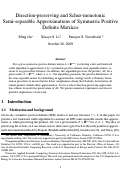 Cover page: Direction-preserving and Schur-monotonic Semi-separable Approximations of Symmetric Positive Definite Matrices