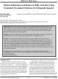 Cover page: Patient Satisfaction and Return to Daily Activities Using Etomidate Procedural Sedation for Orthopedic Injuries