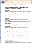 Cover page: Characteristics and Management of Patients with Chronic Hepatitis B in an Integrated Care Setting