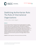 Cover page: Stabilizing Authoritarian Rule: The Role of International Organizations