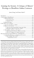 Cover page: Gaming the System: A Critique of Minors’ Privilege to Disaffirm Online Contracts