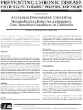 Cover page: A common denominator: calculating hospitalization rates for ambulatory care-sensitive conditions in California.