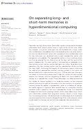 Cover page: On separating long- and short-term memories in hyperdimensional computing.