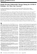 Cover page: Peptide Receptor Radionuclide Therapy During the COVID-19 Pandemic: Are There Any Concerns?