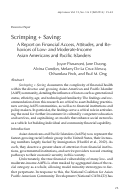 Cover page: Scrimping and Saving: A Report on Financial Access, Attitudes, and Behaviors of Low- and Moderate-Income Asian Americans and Pacific Islanders