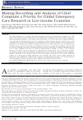 Cover page: Making Recording and Analysis of Chief Complaint a Priority for Global Emergency Care Research in Low‐income Countries