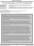 Cover page: The Psychological Impact of COVID-19 on Hospital Staff