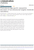Cover page: Photoinduced edge-specific nanoparticle decoration of two-dimensional tungsten diselenide nanoribbons.