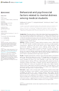 Cover page: Behavioral and psychosocial factors related to mental distress among medical students.