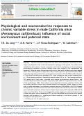 Cover page: Physiological and neuroendocrine responses to chronic variable stress in male California mice (Peromyscus californicus): Influence of social environment and paternal state