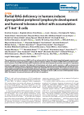 Cover page: Partial RAG deficiency in humans induces dysregulated peripheral lymphocyte development and humoral tolerance defect with accumulation of T-bet+ B cells