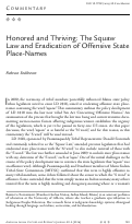 Cover page: Honored and Thriving: The Squaw Law and Eradication of Offensive State Place-Names