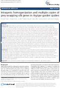 Cover page: Intragenic homogenization and multiple copies of prey-wrapping silk genes in Argiopegarden spiders