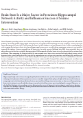 Cover page: Brain State Is a Major Factor in Preseizure Hippocampal Network Activity and Influences Success of Seizure Intervention.