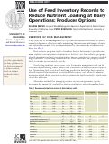 Cover page of Use of Feed Inventory Records to Reduce Nutrient Loading at Dairy Operations: Producer Options