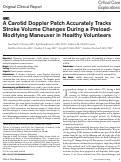 Cover page: A Carotid Doppler Patch Accurately Tracks Stroke Volume Changes During a Preload-Modifying Maneuver in Healthy Volunteers.