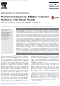 Cover page: Persistent Cytomegalovirus Infection in Amniotic Membranes of the Human Placenta