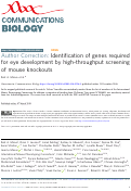 Cover page: Author Correction: Identification of genes required for eye development by high-throughput screening of mouse knockouts