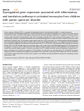 Cover page: Dysregulated gene expression associated with inflammatory and translation pathways in activated monocytes from children with autism spectrum disorder