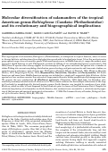 Cover page: Molecular diversification of salamanders of the tropical American genus Bolitoglossa (Caudata : Plethodontidae) and its evolutionary and biogeographical implications