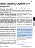 Cover page: Coastal eutrophication drives acidification, oxygen loss, and ecosystem change in a major oceanic upwelling system.