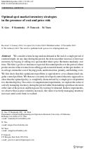 Cover page: Optimal spot market inventory strategies in the presence of cost and price risk