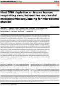 Cover page: Host DNA depletion on frozen human respiratory samples enables successful metagenomic sequencing for microbiome studies.