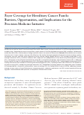 Cover page: Payer Coverage for Hereditary Cancer Panels: Barriers, Opportunities, and Implications for the Precision Medicine Initiative.