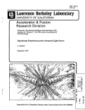 Cover page: Operational Experience at the ALS