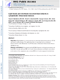 Cover page: Lipid Levels and Short-Term Risk of Recurrent Brain Infarcts in Symptomatic Intracranial Stenosis.