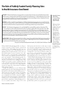 Cover page: The Role of Publicly Funded Family Planning Sites In Health Insurance Enrollment.