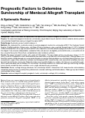 Cover page: Prognostic Factors to Determine Survivorship of Meniscal Allograft Transplant: A Systematic Review