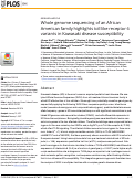 Cover page: Whole genome sequencing of an African American family highlights toll like receptor 6 variants in Kawasaki disease susceptibility