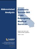 Cover page of Abbreviated Analysis of California Senate Bill 1180:&nbsp; Emergency Medical Services