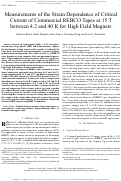 Cover page: Measurements of the Strain Dependence of Critical Current of Commercial REBCO Tapes at 15 T Between 4.2 and 40 K for High Field Magnets