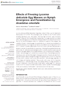 Cover page: Effects of Freezing Lycorma delicatula Egg Masses on Nymph Emergence and Parasitization by Anastatus orientalis.