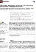 Cover page: Comparative Genomics of Pseudomonas aeruginosa Strains Isolated from Different Ecological Niches.