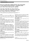 Cover page: The role of whole brain radiation therapy in the management of newly diagnosed brain metastases: a systematic review and evidence-based clinical practice guideline