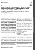 Cover page: A Low-Frequency Inactivating Akt2 Variant Enriched in the Finnish Population is Associated With Fasting Insulin Levels and Type 2 Diabetes Risk.