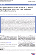 Cover page: LncRNA CDKN2B-AS1/miR-141/cyclin D network regulates tumor progression and metastasis of renal cell carcinoma