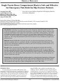 Cover page: Single Fascia Iliaca Compartment Block is Safe and Effective for Emergency Pain Relief in Hip-fracture Patients