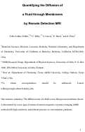 Cover page: Quantifying the Diffusion of a Fluid through Membranes by Remote Detection MRI