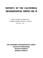 Cover page: Methods of Recording and Present Status of Knowledge Concerning Petroglyphs in California&nbsp;